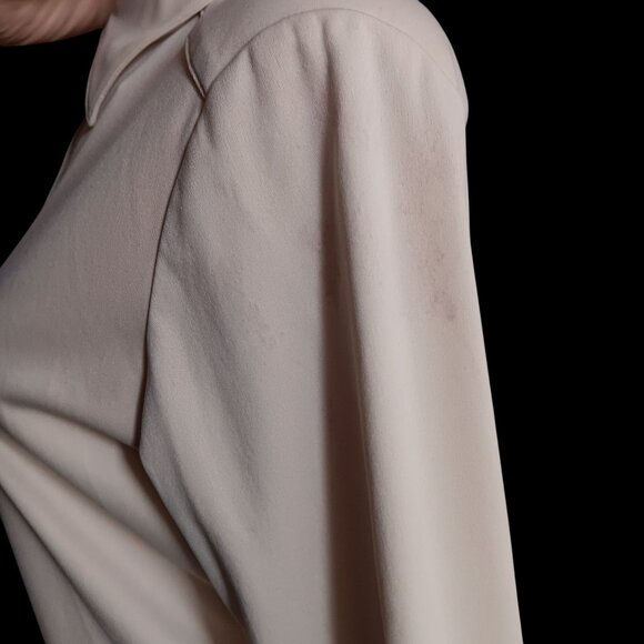 Vintage Womens Medium Blouse Secreatry Light Pink Stretchy Poly Granny 1970's - Picture 5 of 6